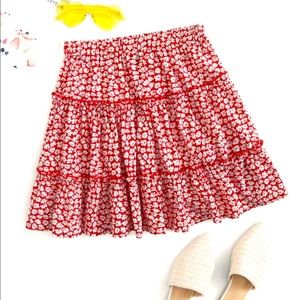 Frill Detail Layered Ditsy Floral Skirt